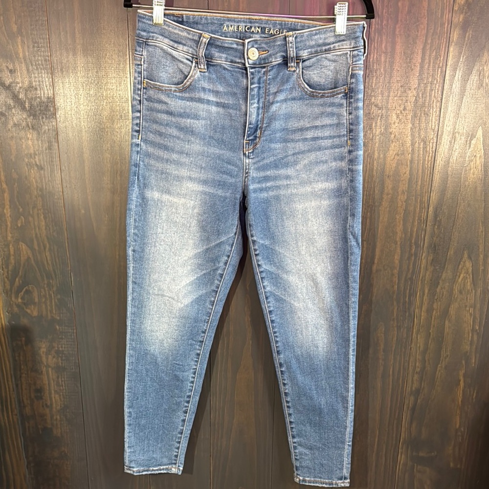 American Eagle Outfitters Women's Blue Jeans Skinny Next Level Stetch 10 X-Short